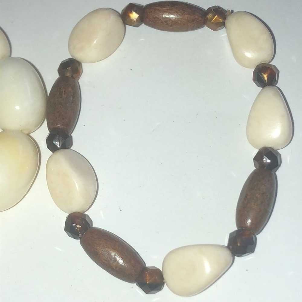 Lot of 4 Neutral Tone Beaded Boho Stretchy Bracel… - image 3