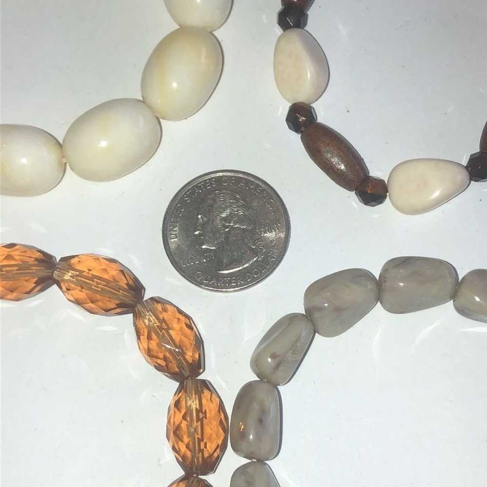 Lot of 4 Neutral Tone Beaded Boho Stretchy Bracel… - image 6