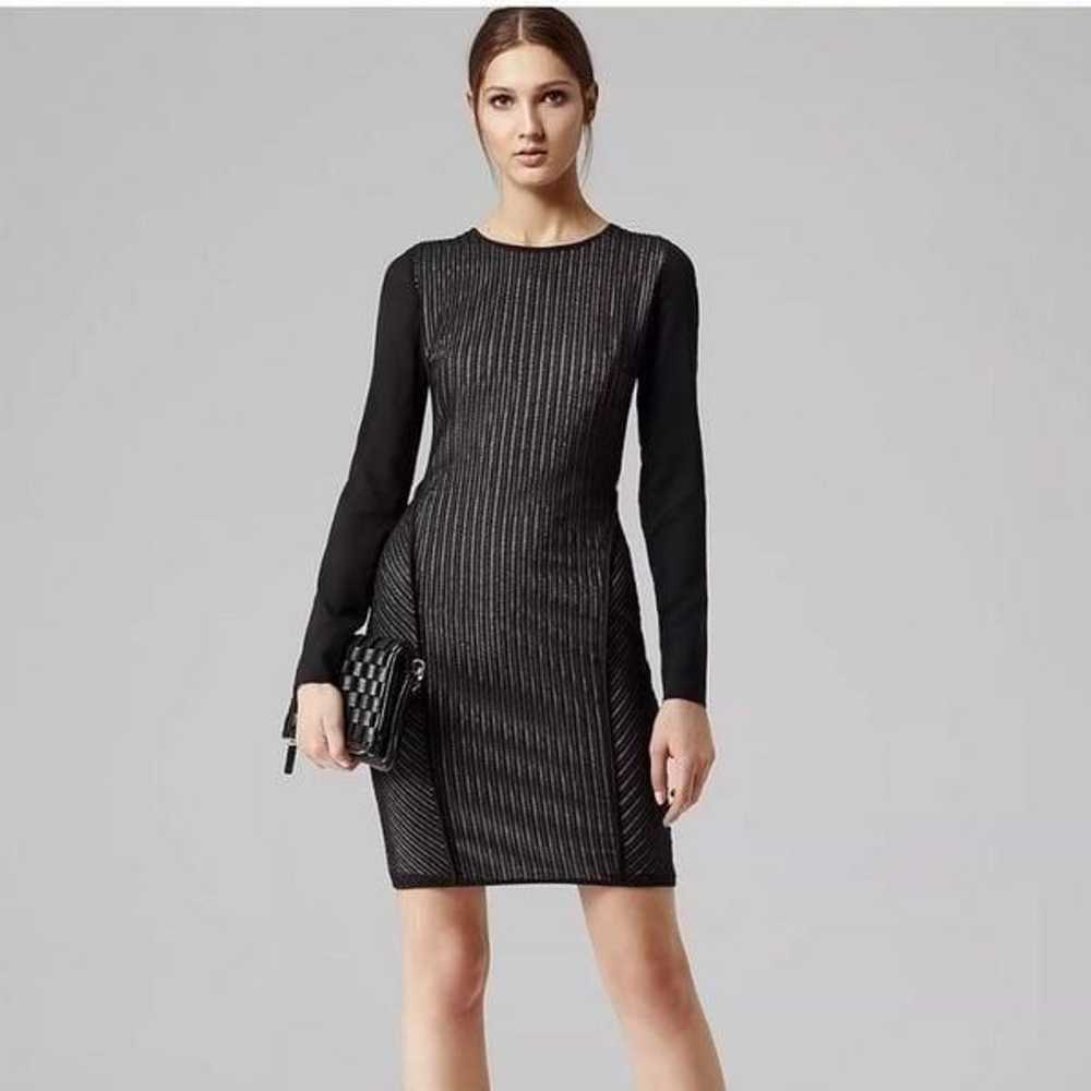 Reiss Chloe Sheer Sleeve Striped Lace Fitted Dress - image 2