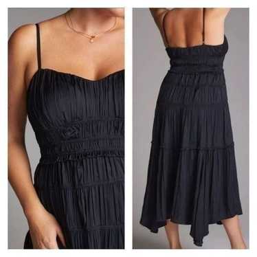 NWOT Anthropologie Ruched Slip Dress Black Size 4