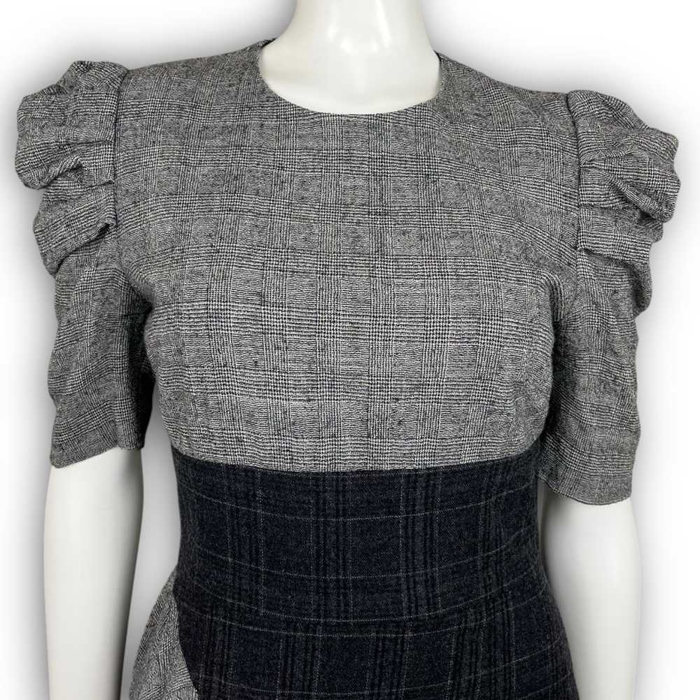 AMUR Uma Dress Wool Glen Plaid Puff Sleeve Asymme… - image 4