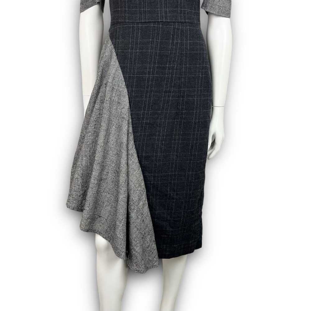 AMUR Uma Dress Wool Glen Plaid Puff Sleeve Asymme… - image 5