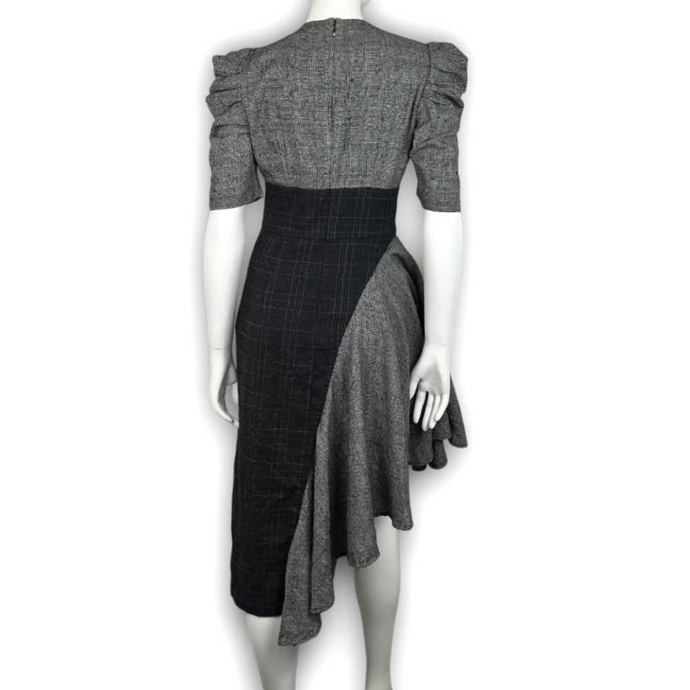 AMUR Uma Dress Wool Glen Plaid Puff Sleeve Asymme… - image 8