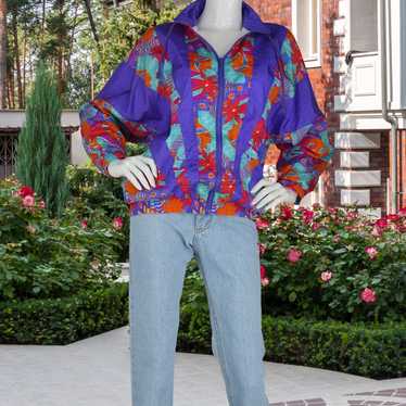 Other 90s Neon Floral Windbreaker Tracksuit Jacket