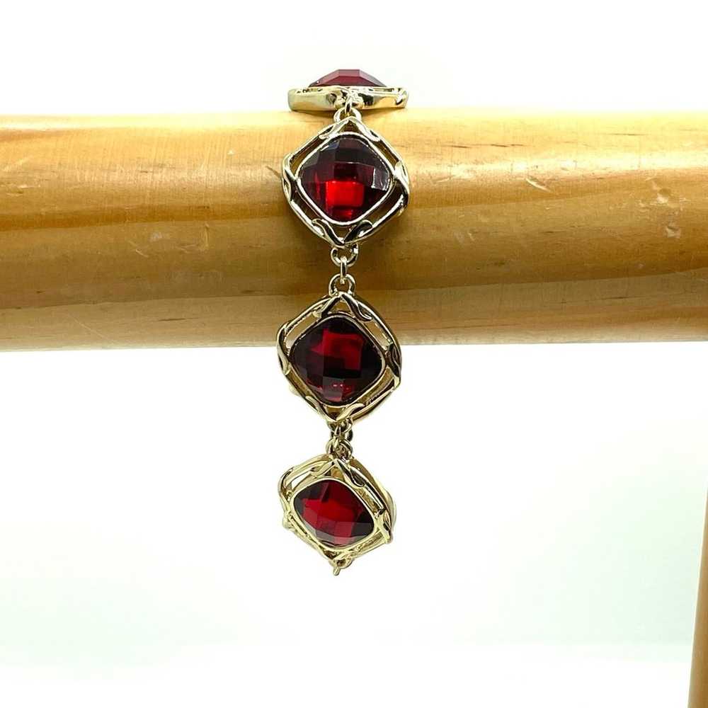 Vintage Napier Red Rhinestone Bracelet - image 3