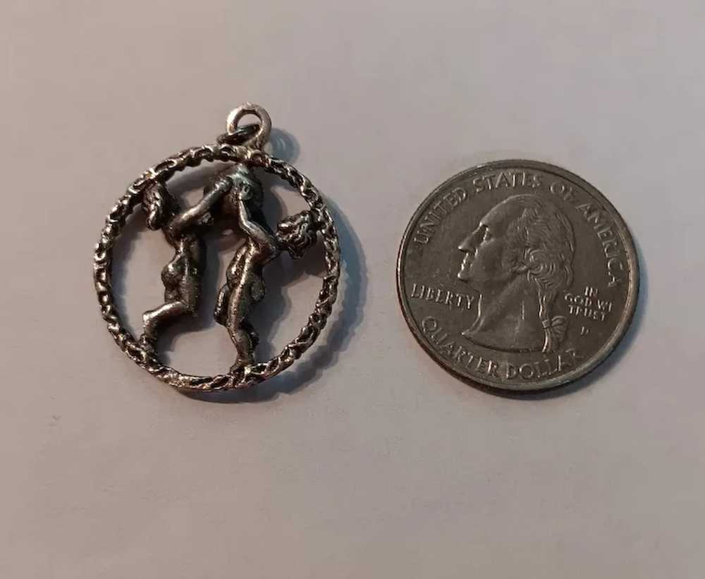 Sterling Silver Gemini Zodiac Charm 1" Modernist - image 5