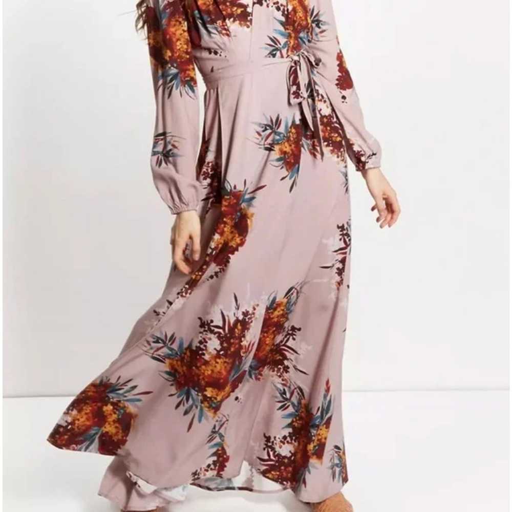 THE ODELLS Maxi Wrap Dress Beige Floral Long Slee… - image 4