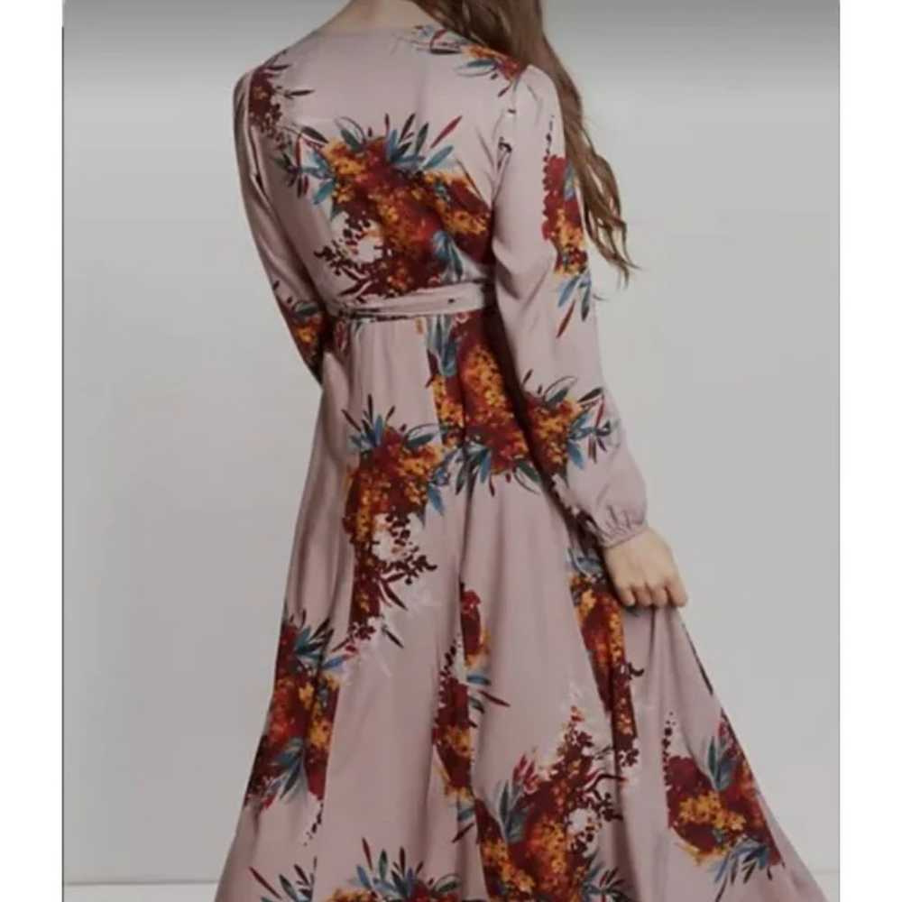 THE ODELLS Maxi Wrap Dress Beige Floral Long Slee… - image 5