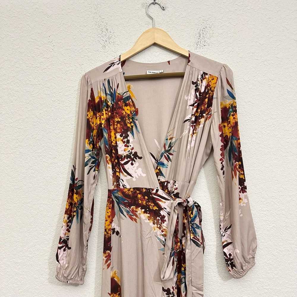 THE ODELLS Maxi Wrap Dress Beige Floral Long Slee… - image 6