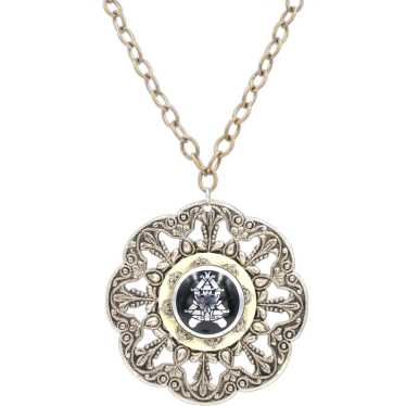 Necklace Oriental Style Pierced Medallion