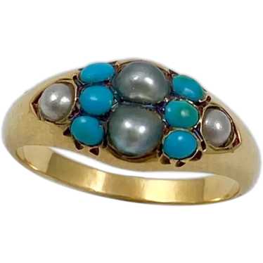 Wonderful Antique Victorian Turquoise and Pearl 14