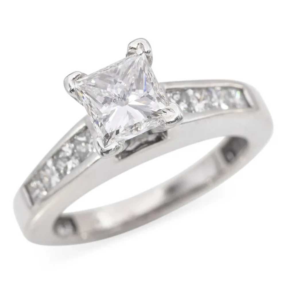 Vintage 14k White Gold 1.06ct Princess Cut Diamon… - image 4