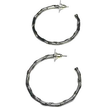 Estate Sterling Silver Twisted Hoop Earrings