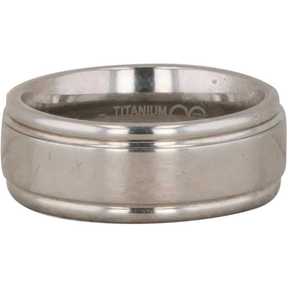 Titanium Men's Grooved Edged Wedding Band - image 1