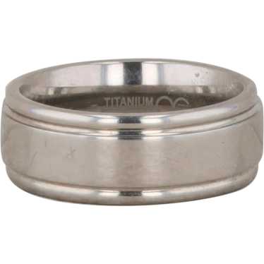 Titanium Men's Grooved Edged Wedding Band