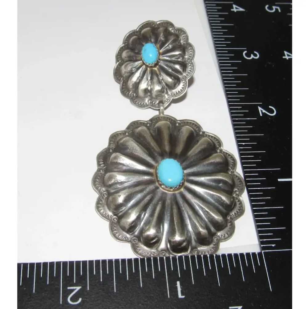 Navajo Statement Concho Earrings Sterling Silver … - image 3