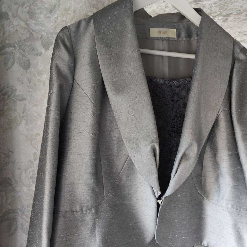 Yumi Katsura Silver Jacket Dress Set Size 15 - image 4