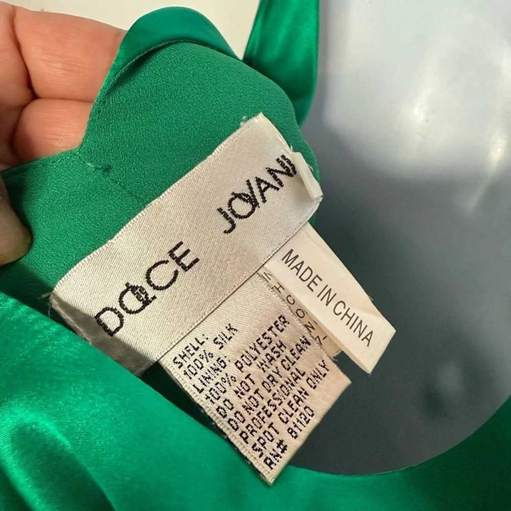 Vintage Dolce Jovani 100% Silk Green Slip Dress S… - image 10