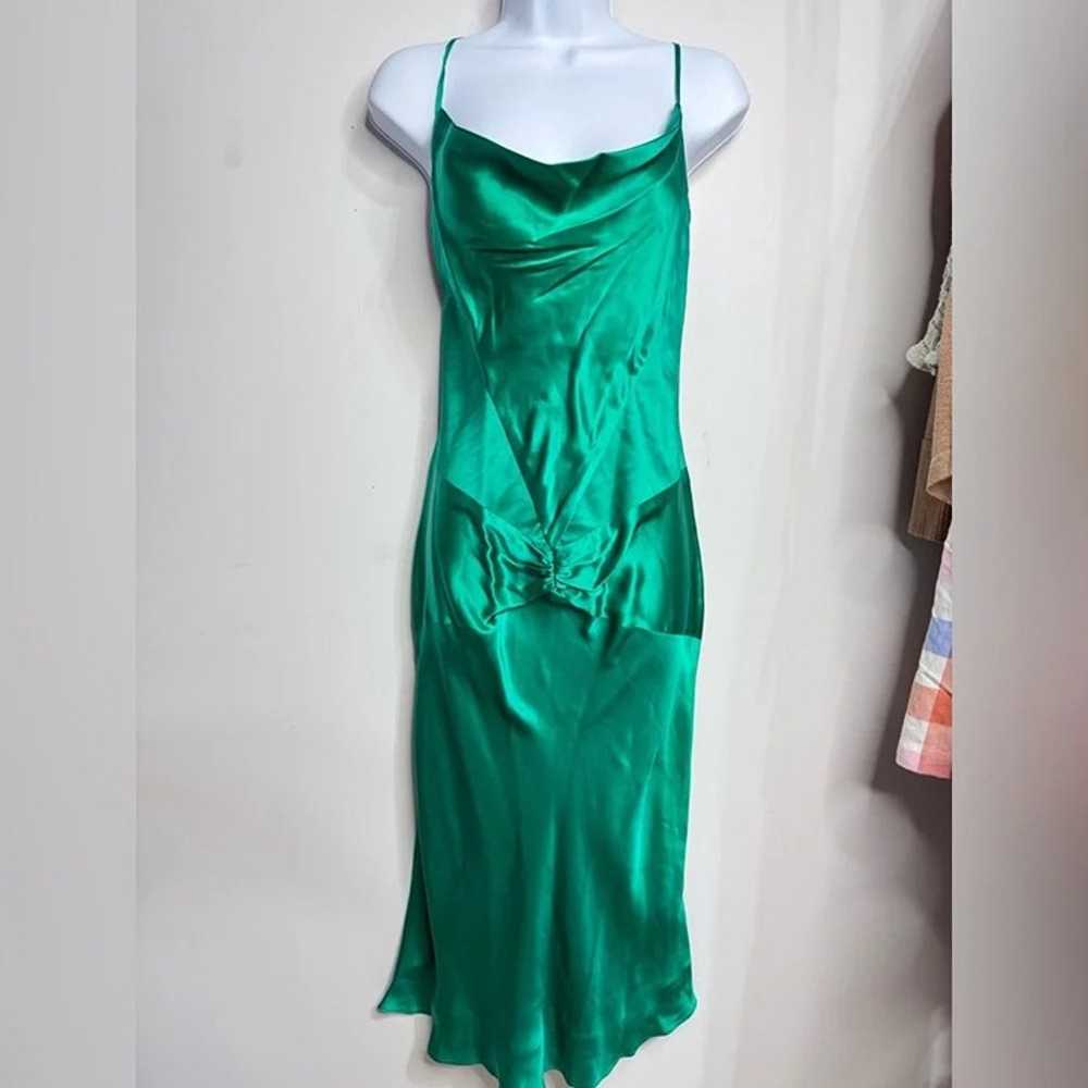 Vintage Dolce Jovani 100% Silk Green Slip Dress S… - image 2