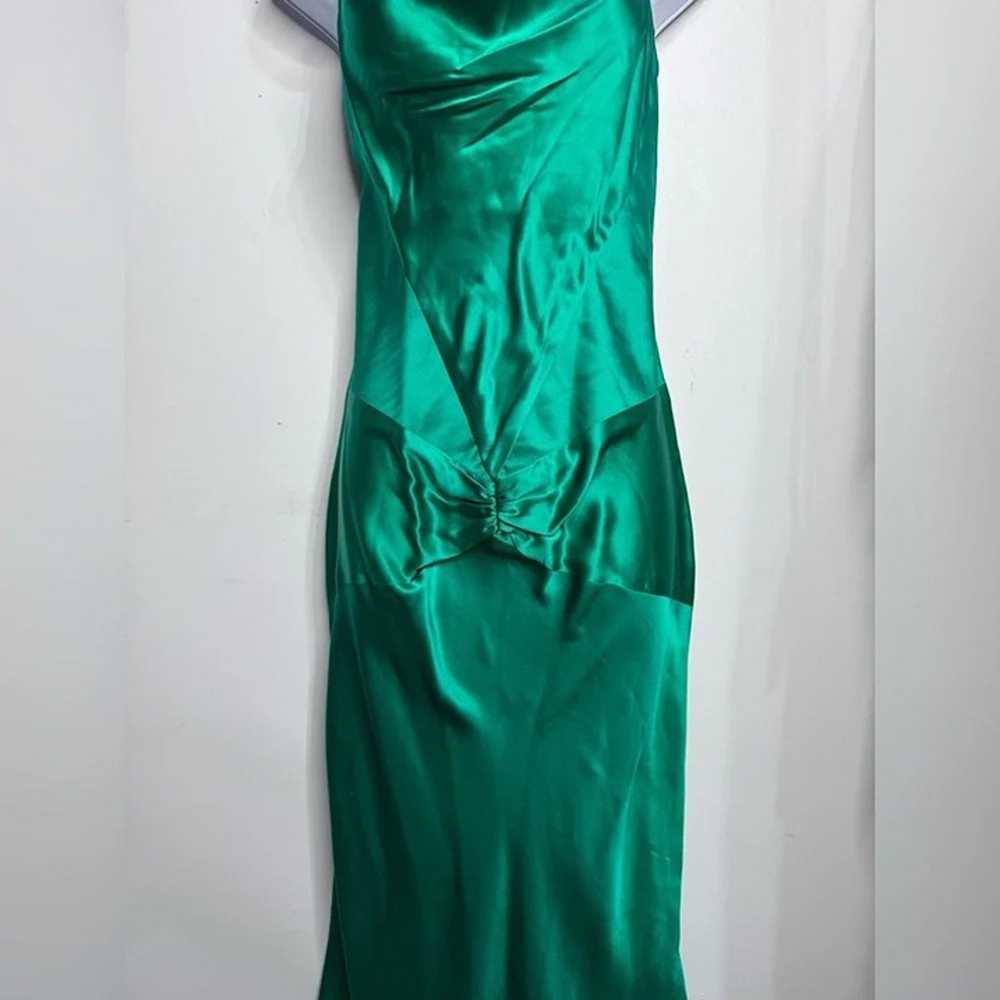 Vintage Dolce Jovani 100% Silk Green Slip Dress S… - image 4