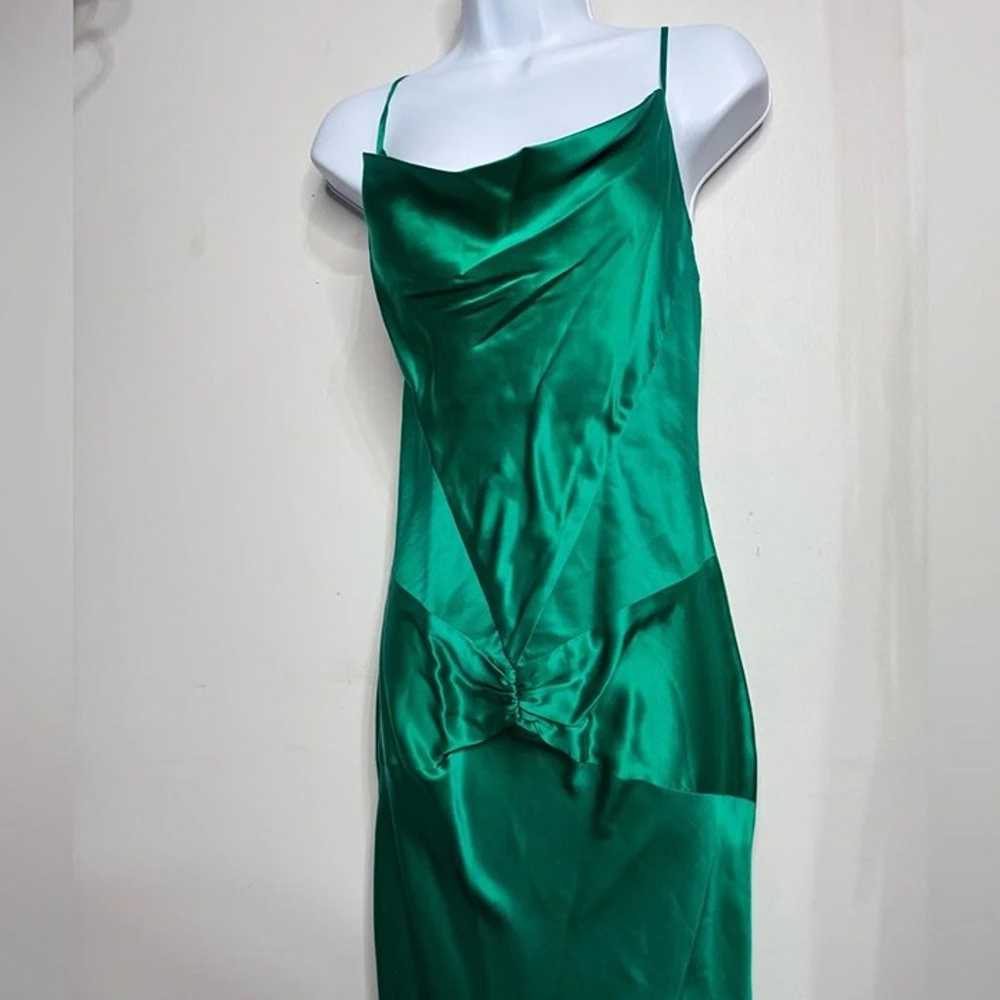 Vintage Dolce Jovani 100% Silk Green Slip Dress S… - image 5