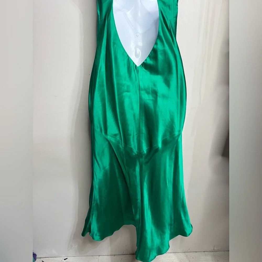 Vintage Dolce Jovani 100% Silk Green Slip Dress S… - image 9