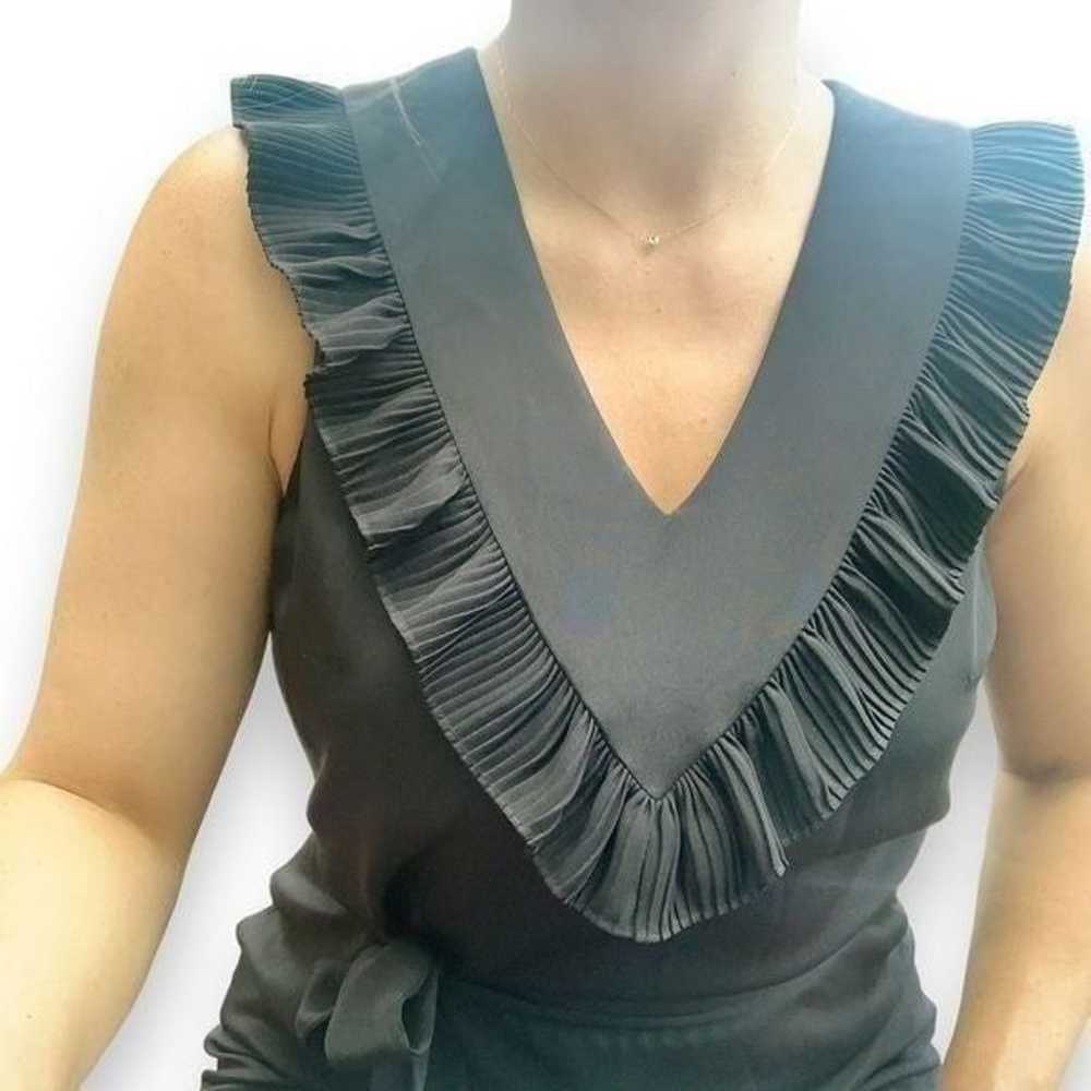 Barney’sNew YorkBlack Silk Dress Ruffle Neckline … - image 4