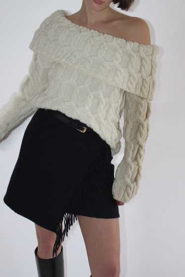 Incredible Vintage Off Shoulder Chunky Knit Sweate