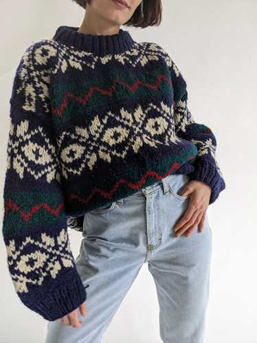 Vintage Chunky Patterned Wool Knit