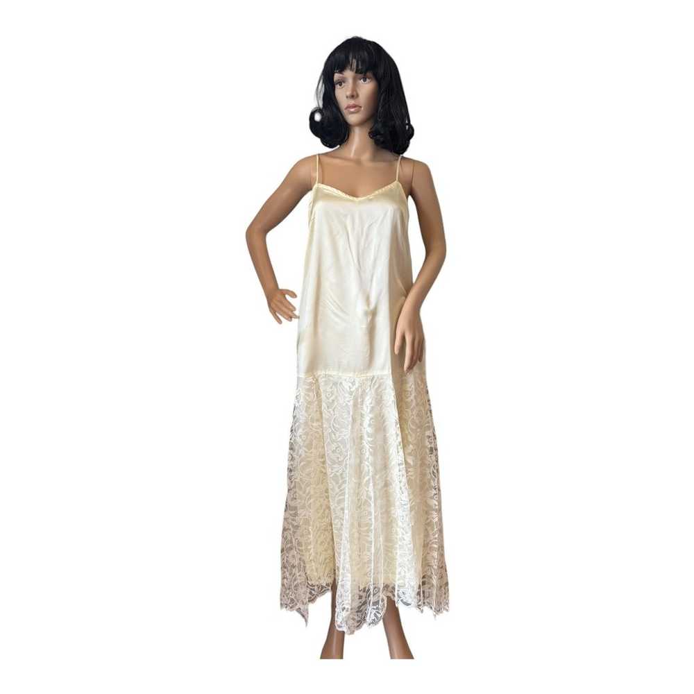 American vintage formal cream lace dress and slip… - image 3