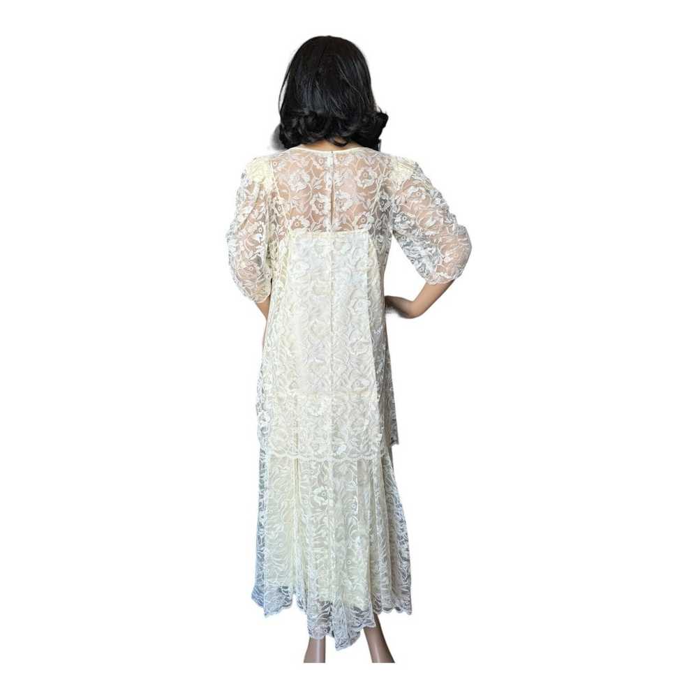 American vintage formal cream lace dress and slip… - image 8