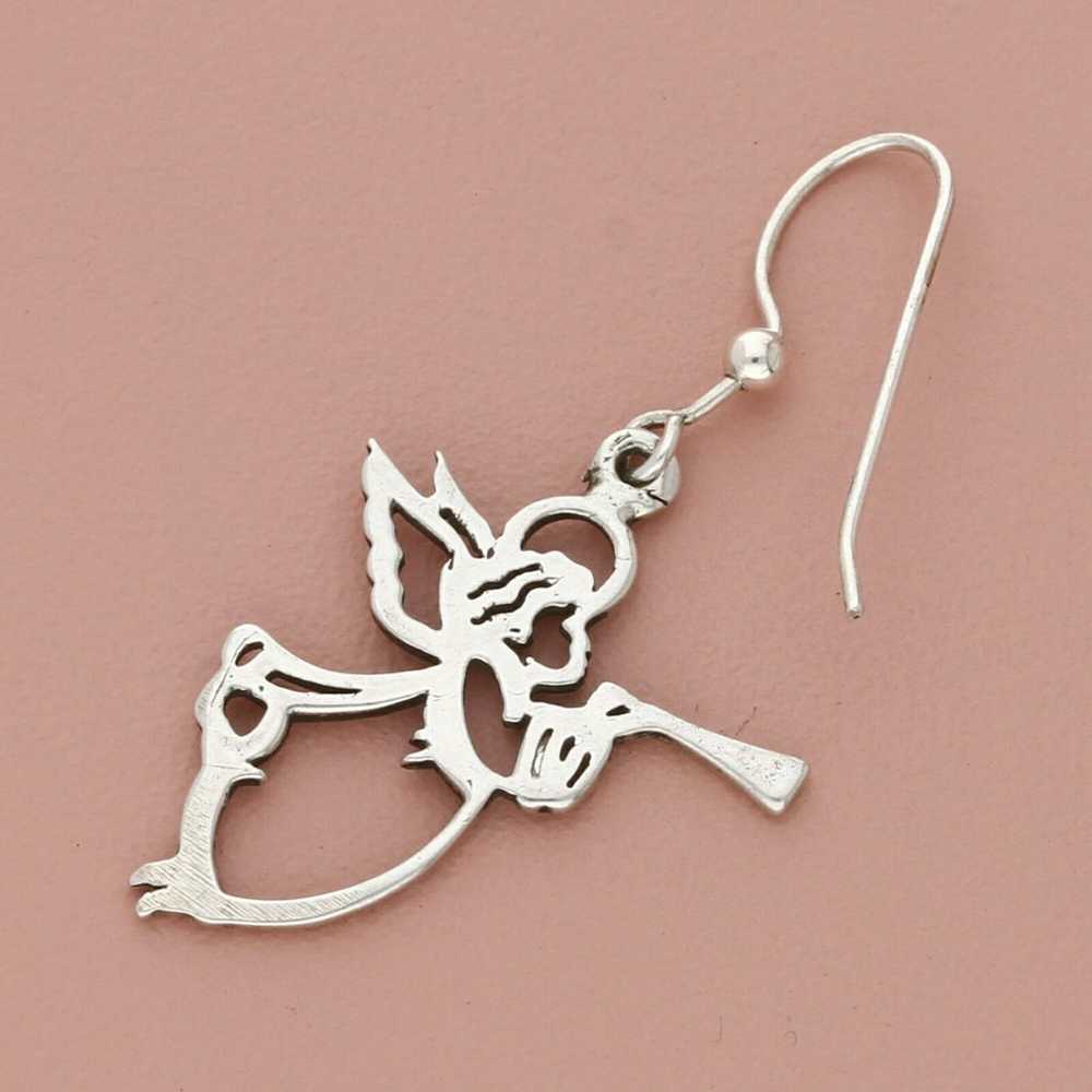 sterling silver vintage guardian angel dangle ear… - image 3