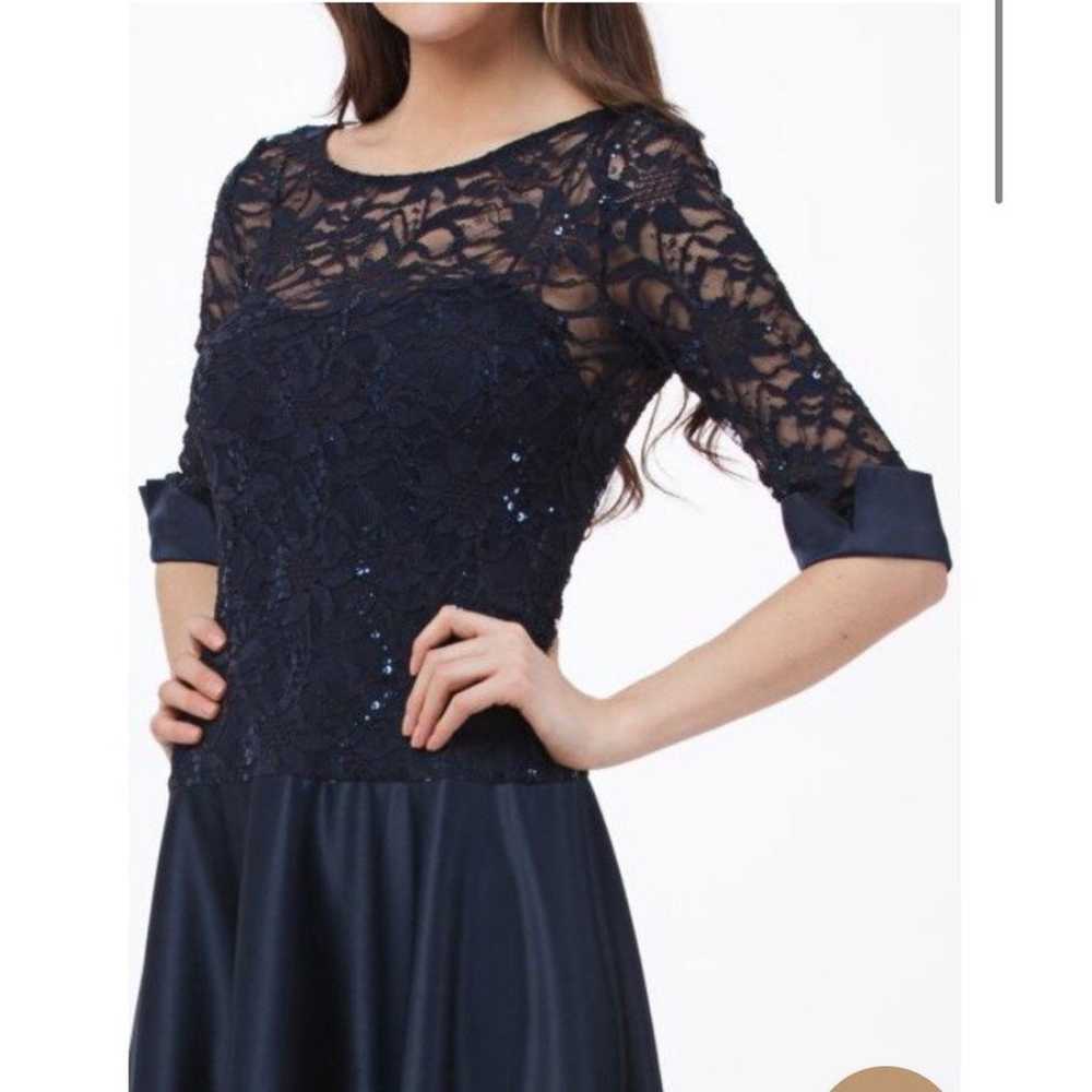 JS COLLECTION  Navy Sequin Lace Sleeve Drop Waist… - image 12