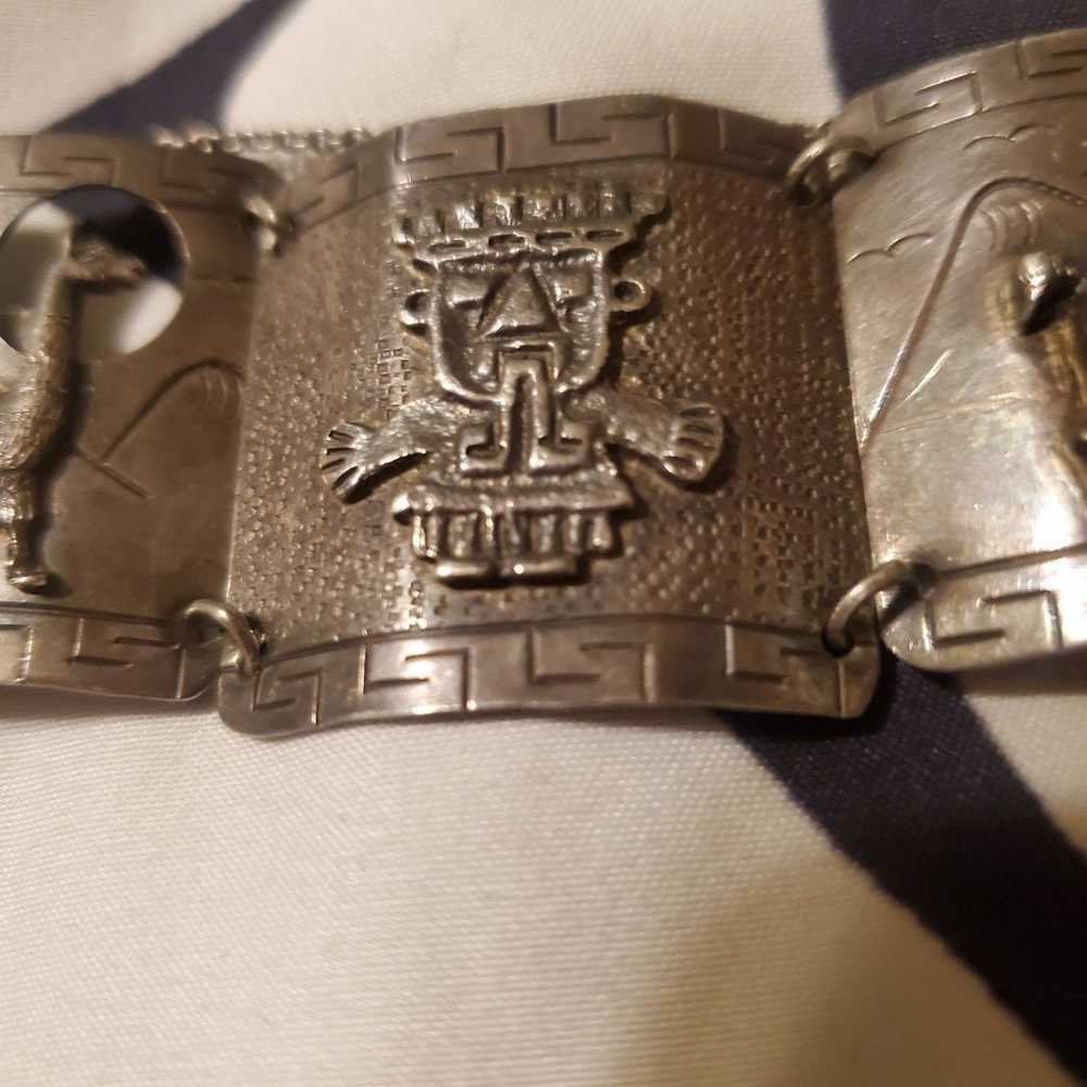 Vintage Peruvian Silver  Bracelet - image 10