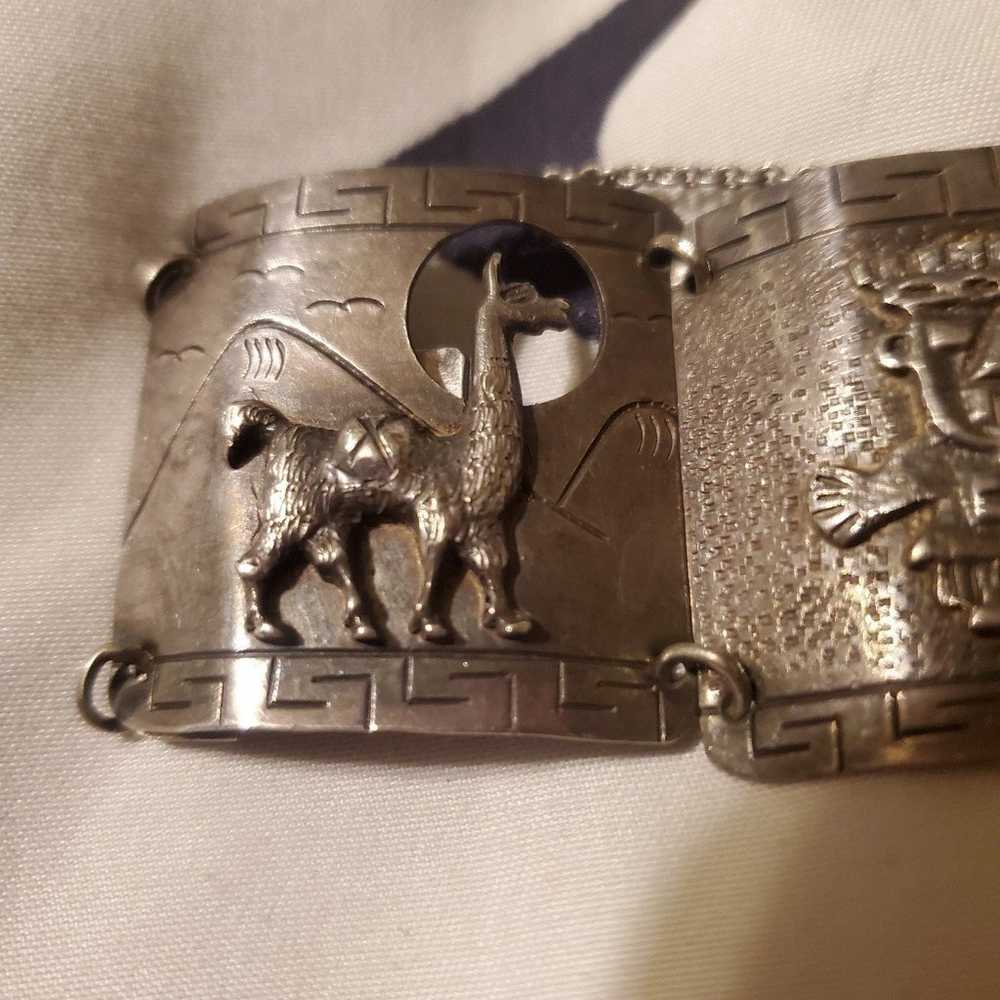 Vintage Peruvian Silver  Bracelet - image 11