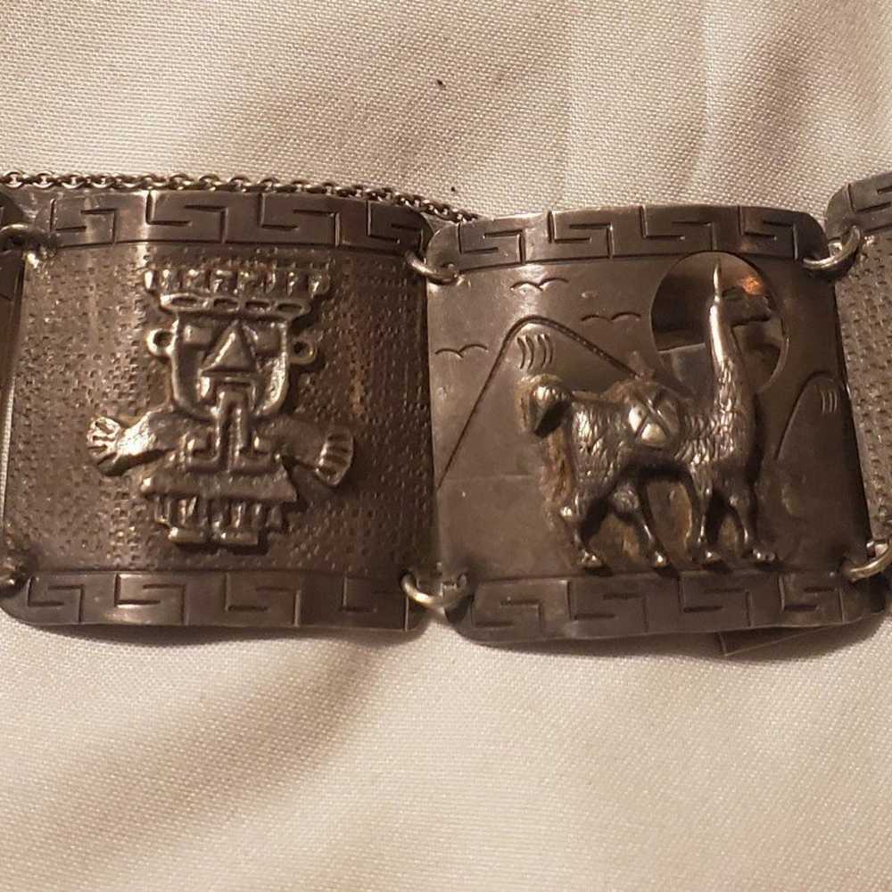 Vintage Peruvian Silver  Bracelet - image 2