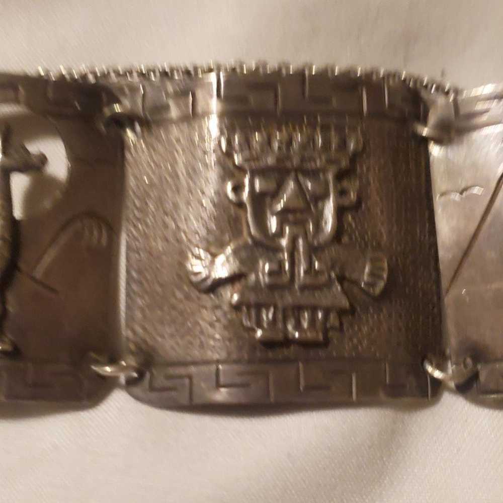 Vintage Peruvian Silver  Bracelet - image 5