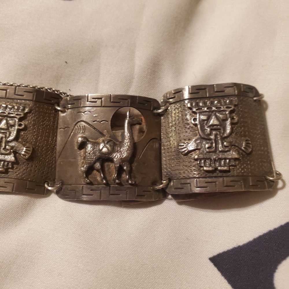 Vintage Peruvian Silver  Bracelet - image 6