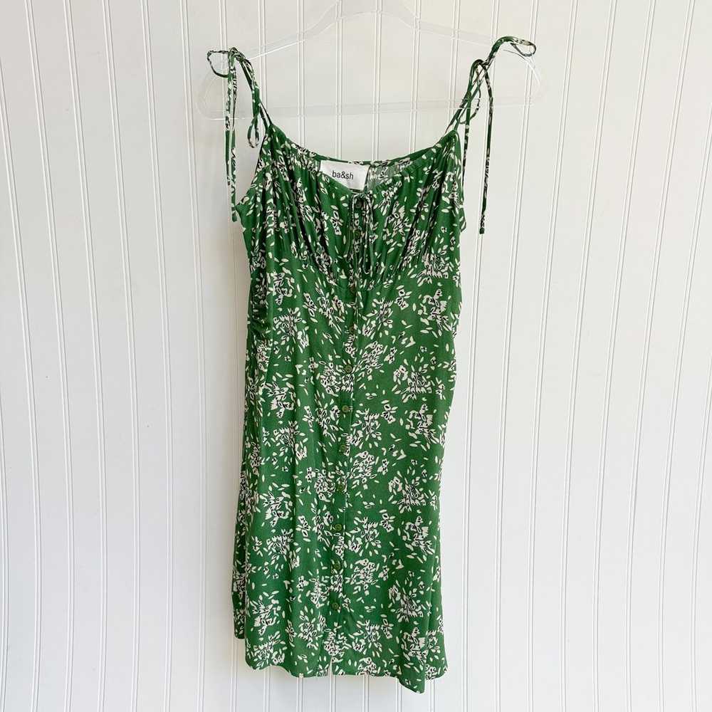 BA&SH Volver Green White Floral Mini Dress Slip S… - image 3