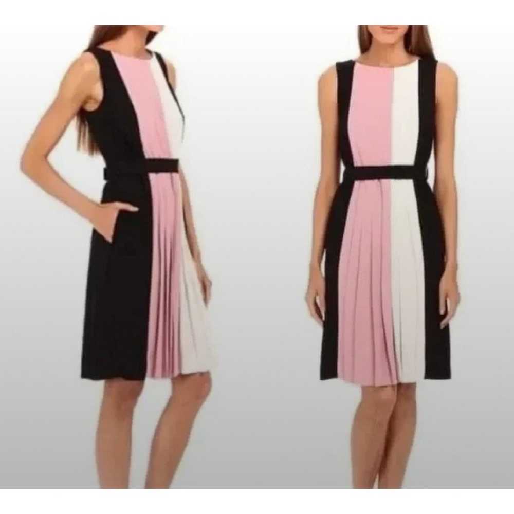 KATE SPADE Pleated Colorblock Belted Dress Sz4 - image 1