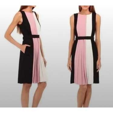 KATE SPADE Pleated Colorblock Belted Dress Sz4 - image 1