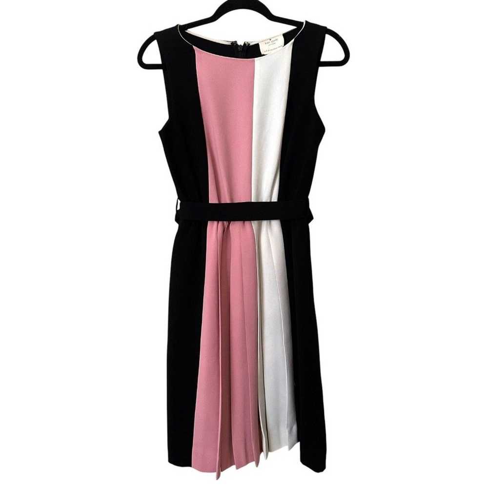 KATE SPADE Pleated Colorblock Belted Dress Sz4 - image 2