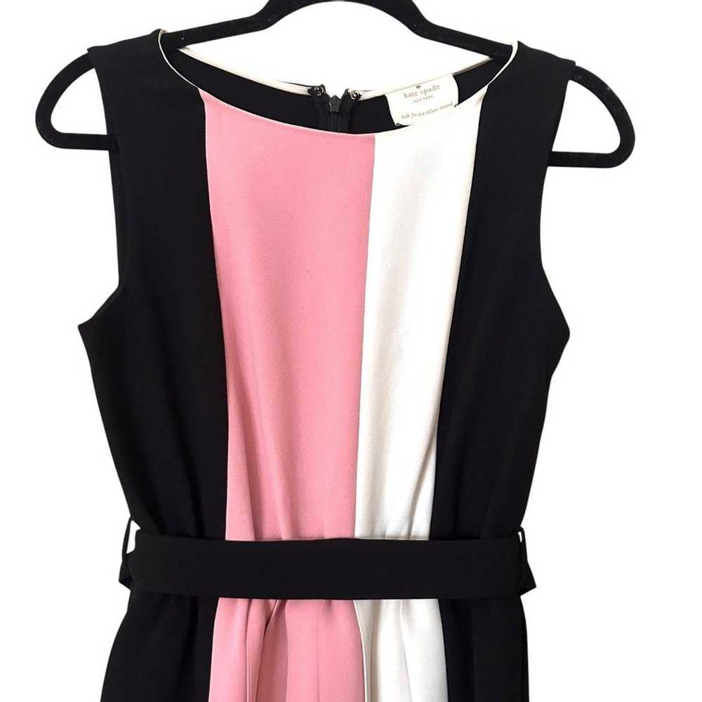 KATE SPADE Pleated Colorblock Belted Dress Sz4 - image 3