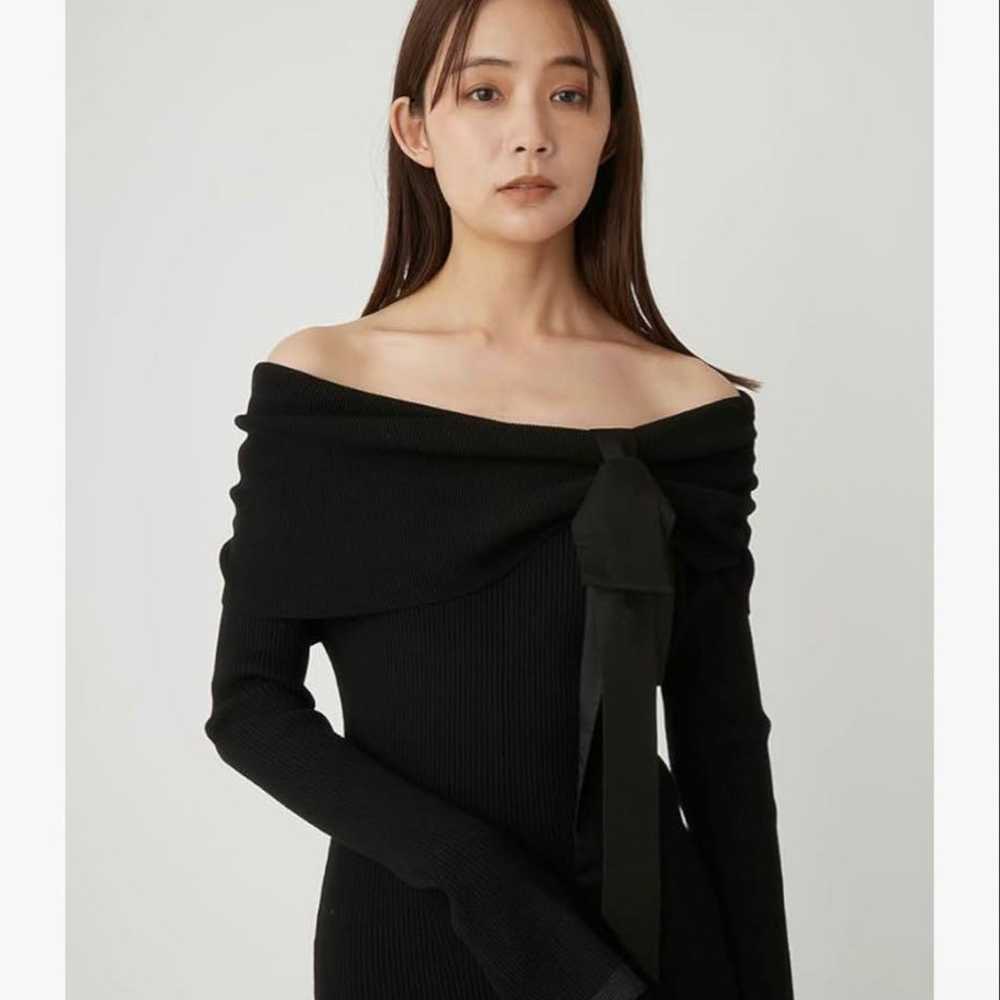 FRAY I.D Off-Shoulder Ribbon Rib Knit Dress - image 4