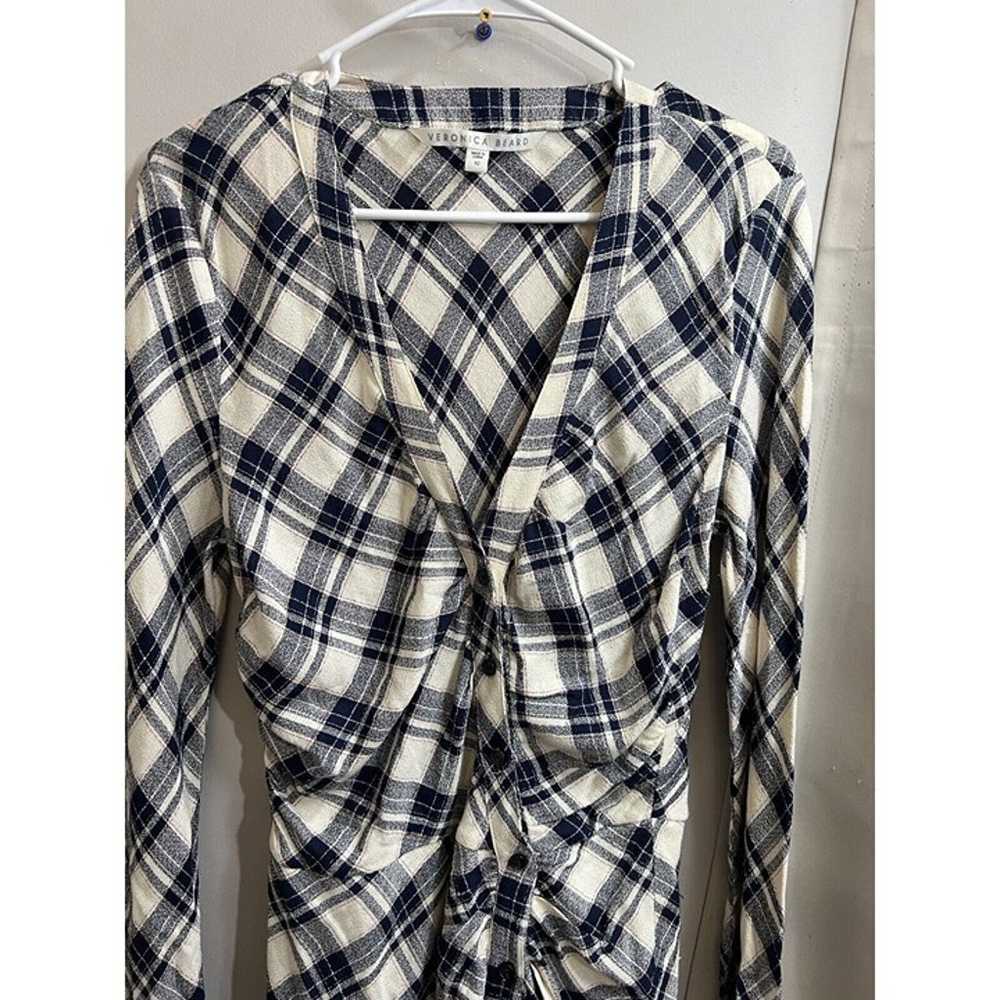 VERONICA BEARD Women’s Size 10 Navy Blue PLAID RU… - image 8