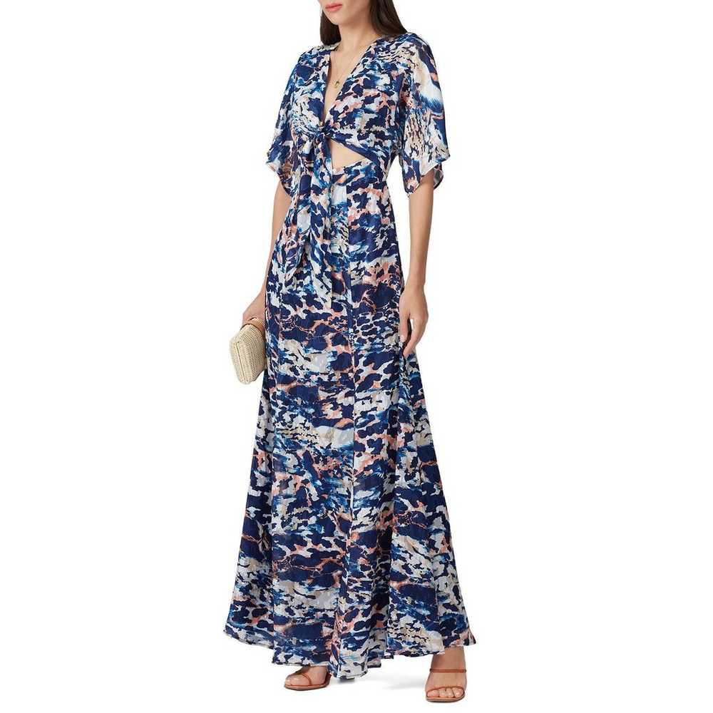 Hutch Chiara Blue Printed Tie Front V-Neck Kimono… - image 1