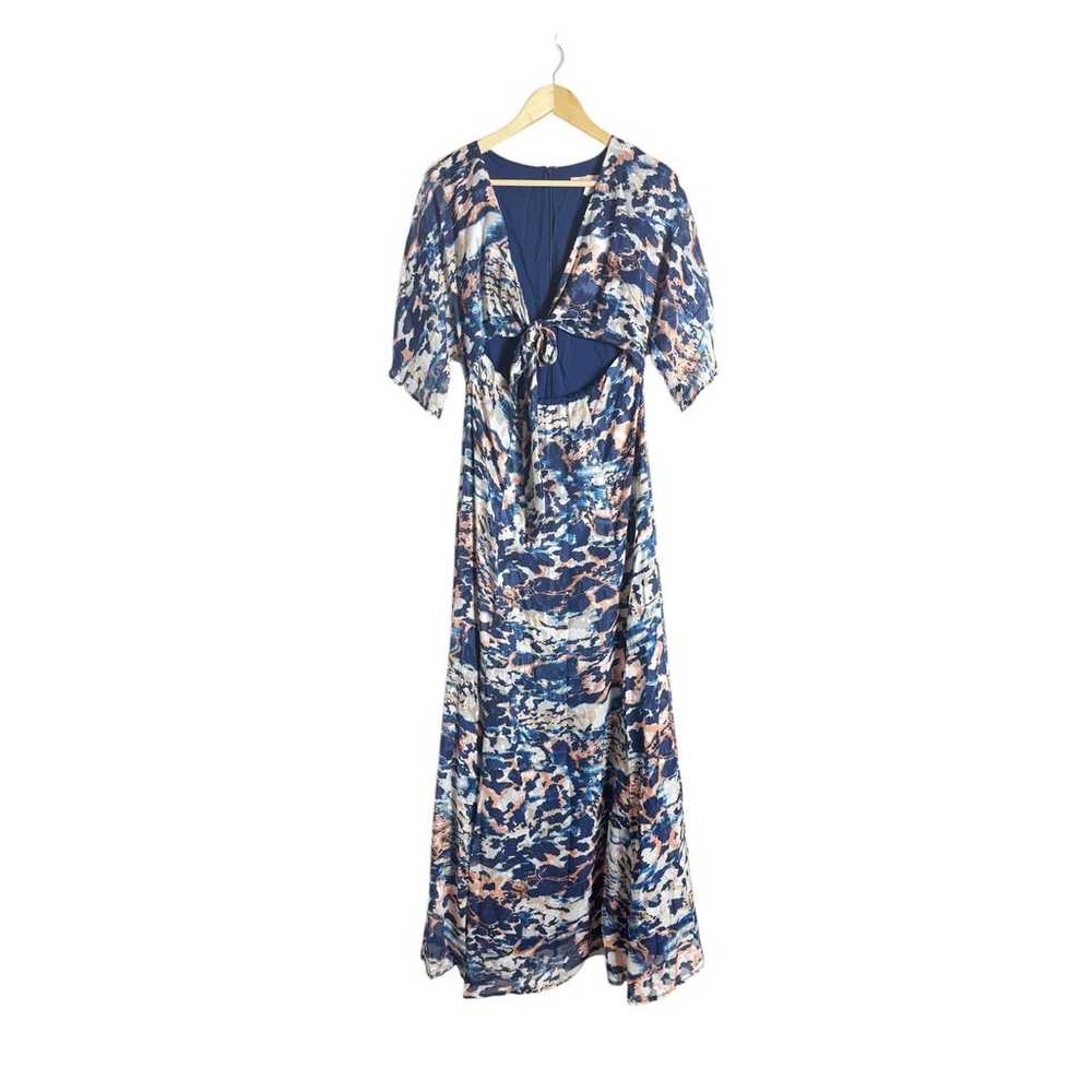 Hutch Chiara Blue Printed Tie Front V-Neck Kimono… - image 3