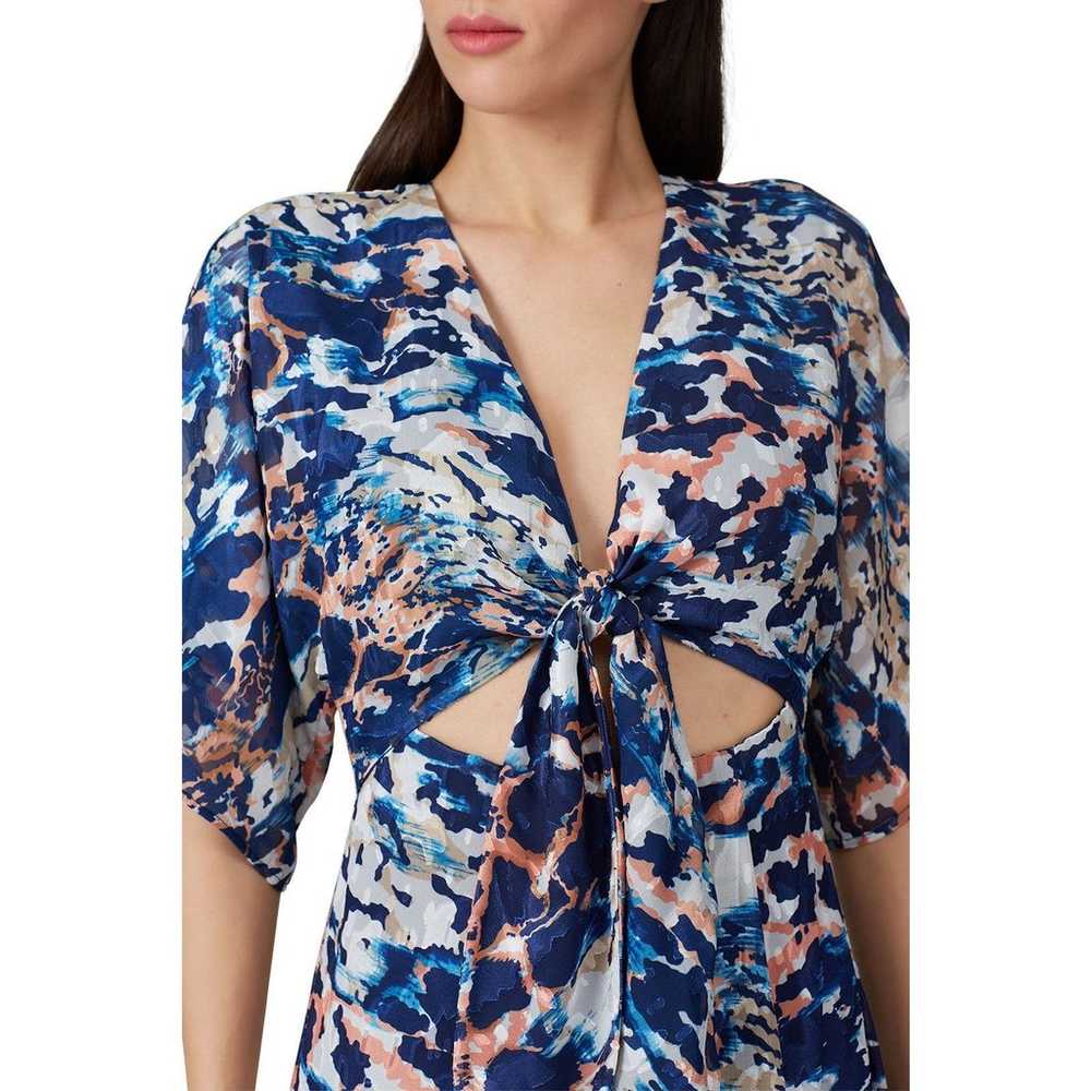 Hutch Chiara Blue Printed Tie Front V-Neck Kimono… - image 4