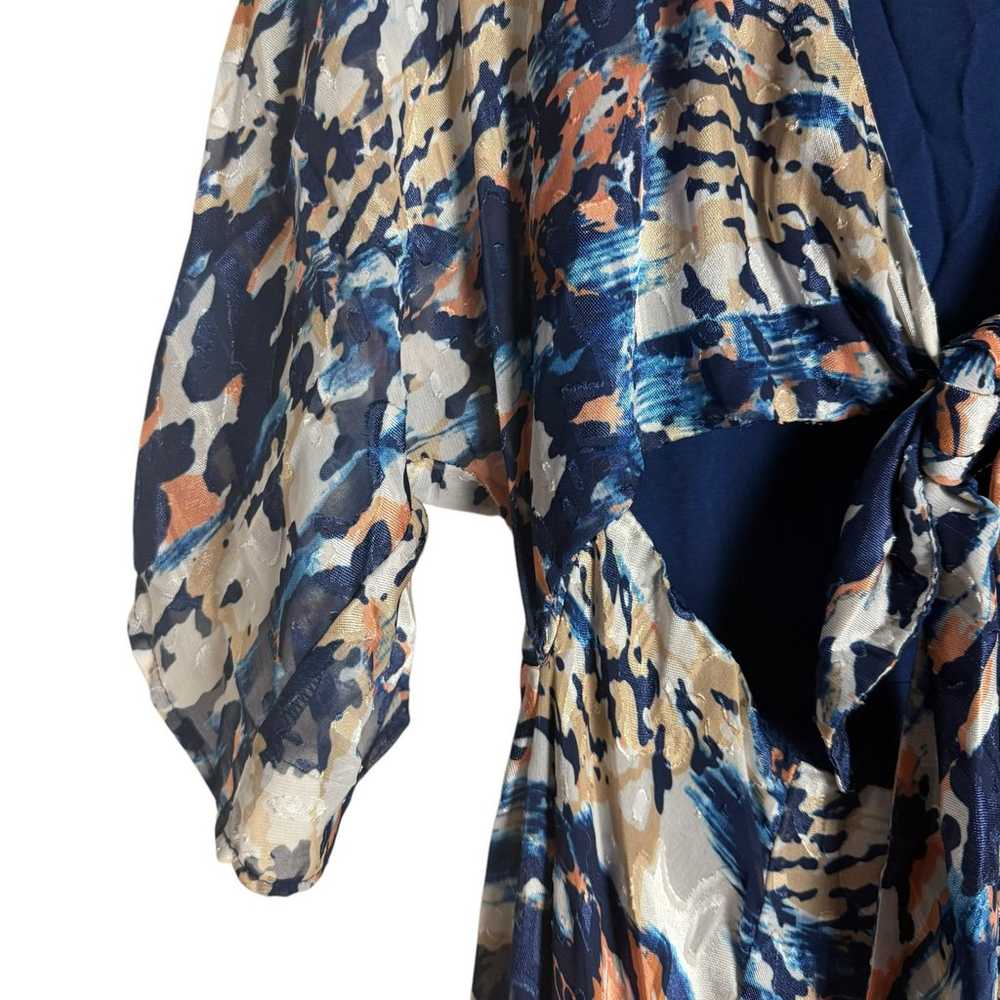 Hutch Chiara Blue Printed Tie Front V-Neck Kimono… - image 6