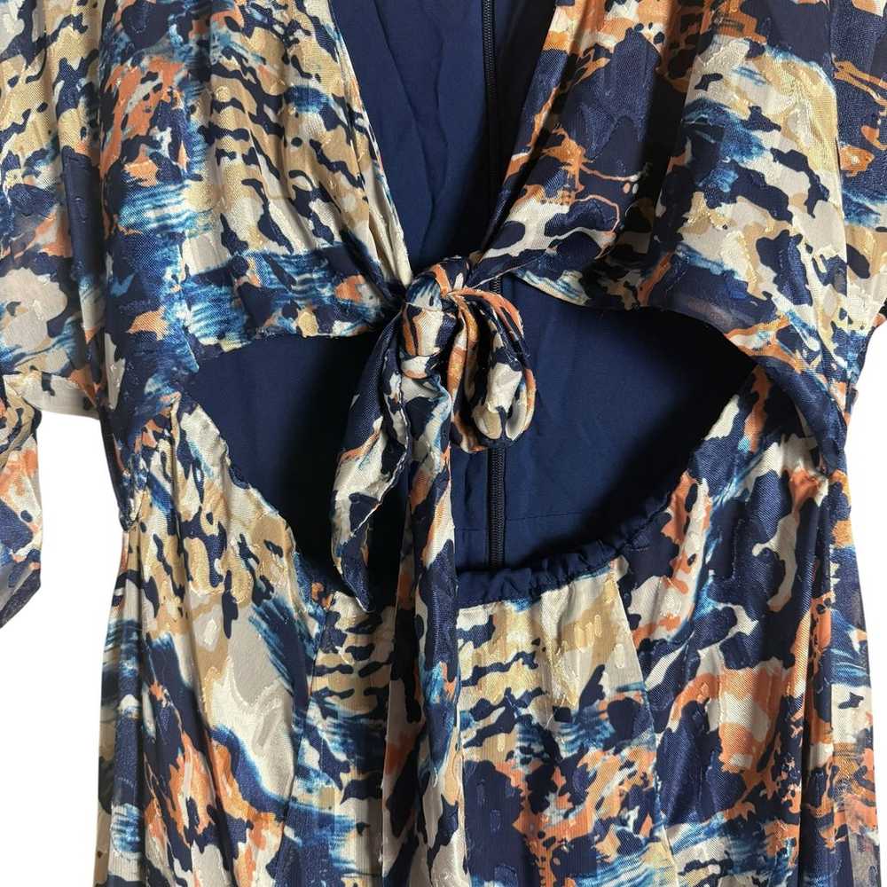 Hutch Chiara Blue Printed Tie Front V-Neck Kimono… - image 7